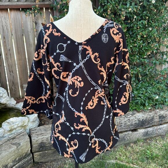 Goddess Flouce V Neck And V Back Black Blouse Women's Size Small - Picture 5 of 11